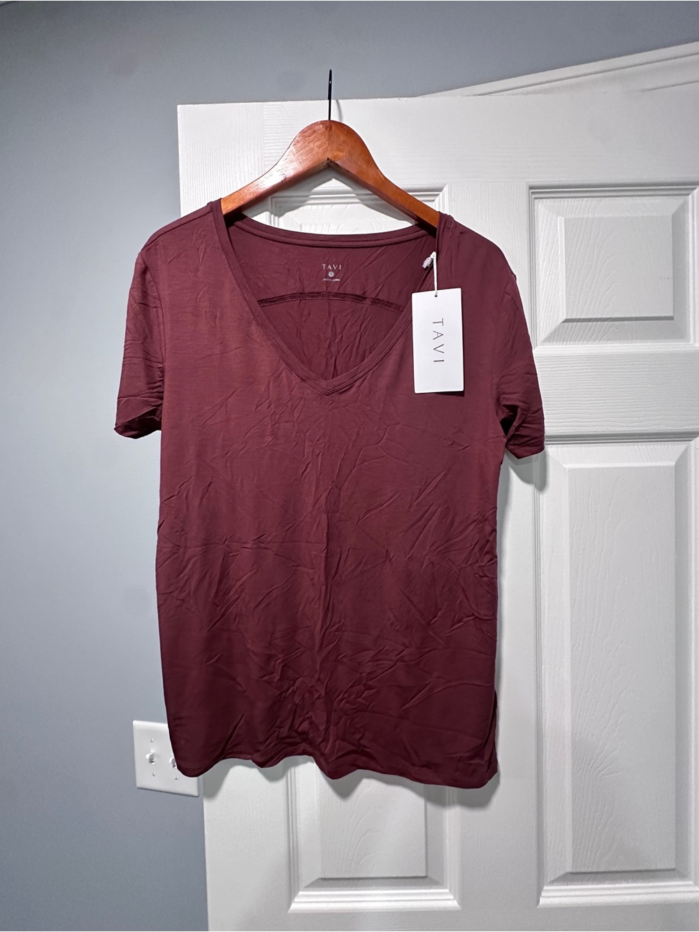 Tavi Burgundy V-Neck Short Sleeve Tee